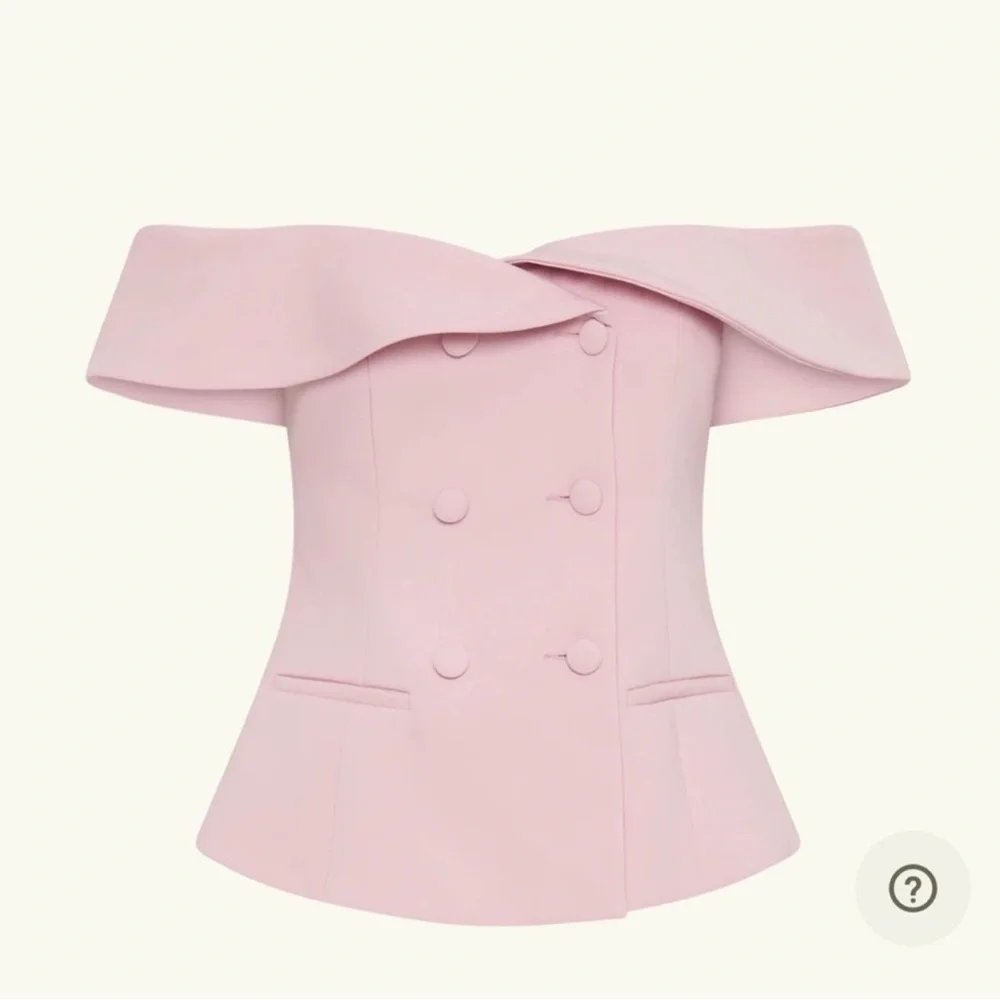 Meshki Pink Off-Shoulder Button Down Shirt and Skirt - MEDIUM - Picture 3 of 7